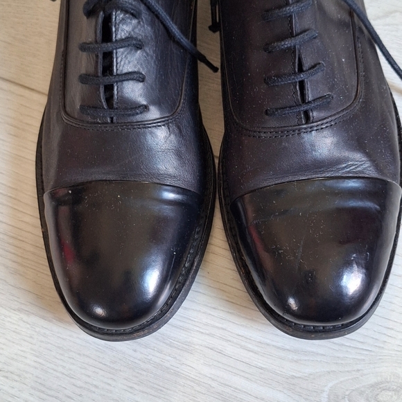 All Saints Black Leather Cap Toe Oxford Shoes 41 - Picture 3 of 13